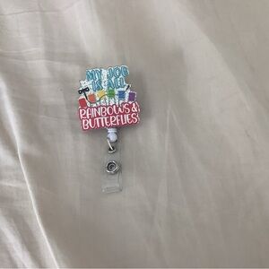 Cute Rainbow & Butterflies Badge Reel - Multicolor